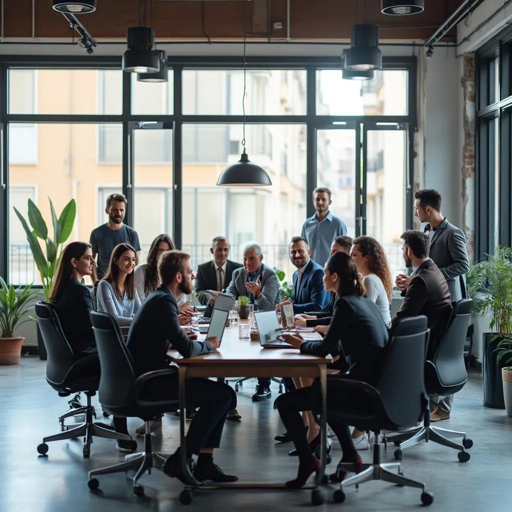 Equipo de consultores TransformaConsult en oficina moderna